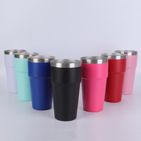 Gobelet à café isolé de 30 oz en acier inoxydable Tasse de voyage portable avec poignée de couvercle Paille 200ml Gobelet sous vide pour boissons chaudes