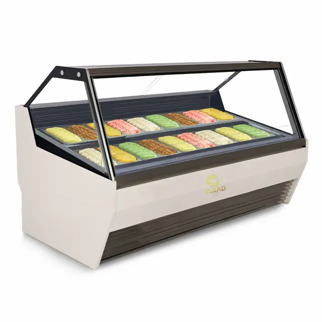 Vetrina frigorifero di alta qualità congelatore refrigeratore negozio di vetro gelato bancone scrivania congelatore frigorifero pasticceria frigorifero supermercato