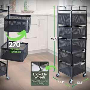 Multilayer Bathroom Rotating <b>Storage</b> <b>Rack</b> <b>Kitchen</b> 2/3/4/5 Tier Floor Round Vegetable Fruit <b>Storage</b> Shelf <b>Rack</b> - Product Image 3