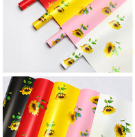 Film d'emballage tournesol, film artisanal imprimé floral pour emballage de bouquets, feuille d'emballage pour fleuriste
