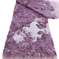 Brodé à la main en dentelle perle paillettes broderie tridimensionnelle tissu de mariage français mariée 3D dentelle Tissu De Dentelle fait main