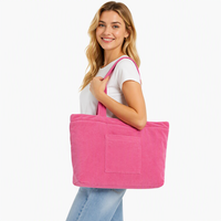 Sac fourre-tout tendance en tissu éponge personnalisé avec logo brodé – Idéal pour les voyages et la plage