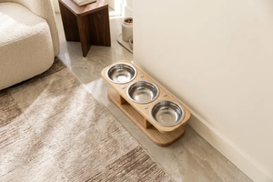 Feeding Station Raised Wooden Pet Feeder <b>Small</b> <b>Dog</b> with 3 Stainless Steel <b>Bowls</b> - Product Image 4