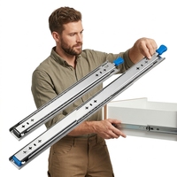 Glissière de tiroir en acier robuste de 57 mm avec verrouillage, extension complète, silencieuse, capacité 150 kg, pour camping-car, fourgonnette, véhicule, rangement