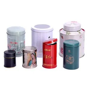 Custom Printing Round Metal Tea Tin Can Canister Cylinder Coffee Bean Storage Tin Jar Wholesale