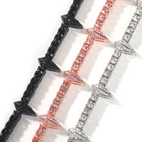 Collier Chaîne Cubaine Miami en Alliage Plaqué Or avec Zircon, Strass Géométriques 14mm, Panthère en Cristal Glacé, Style Hip-Hop Rapper