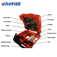 Okefire Souffleur d'air turbo électrique portable de haute qualité à batterie pour évacuation des fumées et des cendres 600W 42cm
