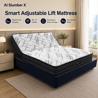 Matelas de lit intelligent réglable avec mini ressorts ensachés, élévation tête-pieds, télécommande sans fil, mousse à mémoire de forme, hybride, design ergonomique
