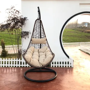 Mobilier d'extérieur balançoires de patio balançoire œuf suspendue chaise cocons avec support en métal chaise suspendue de jardin en rotin et osier d'intérieur - Product Image 3