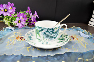 ชุดจานเซรามิกลายดอกไม้และนกสีเขียวแบบชาวยุโรป - Product Image 6