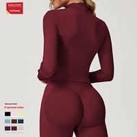 Veste de sport respirante à séchage rapide pour femmes en spandex/nylon avec fermeture éclair, vêtements d'extérieur pour la course à pied, le yoga, manches longues, grande taille
