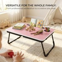 Table pliante en plastique pour ordinateur portable, grand plateau de lit/canapé, support portable pour tablette avec porte-gobelet, idéal pour manger