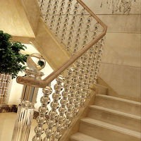 Pilier d'escalier en verre cristal d'intérieur, balustrade transparente en acrylique clair, main courante d'escalier