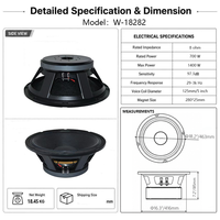 Haut-parleur de basses professionnel de 18 pouces, 1400 W, 8 ohms, en métal, pour scène extérieure et grands événements