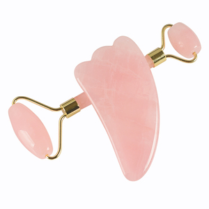Quartz Rose rouleau et gua sha Outils De Massage Du Visage rouleau de jade et Gua Sha Grattage pour SPA D'acupuncture - Product Image 3