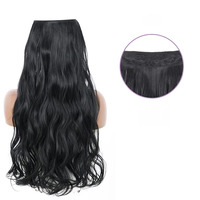 MEILASI Perruque mi-tête synthétique longue ondulée à clipser, extension de cheveux non-Remy, aspect naturel bouclé, peut être permanentée