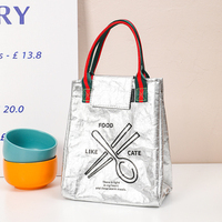 Sac à lunch isotherme en papier kraft lavable, sac à bento thermique en aluminium, sac fourre-tout imperméable, écologique, réutilisable, vente en gros pour l'école