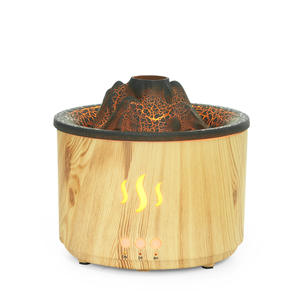 เครื่องกระจายกลิ่นหอมภูเขาไฟ ดีไซน์ลายไม้ พร้อมไฟ LED เครื่องเพิ่มความชื้นในอากาศสำหรับใช้ในบ้าน ตั้งเวลาได้ 2-8 ชั่วโมง ใช้พลังงานจาก USB และไฟบ้าน - Product Image 1