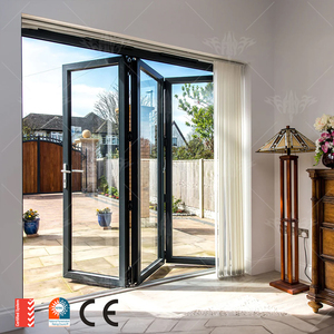 Porta Pieghevole in Vetro Senza Telaio per Balcone Esterno, Parete Divisoria in Vetro Bi-fold per Interni, Porta Scorrevole Panoramica a Fisarmonica per Interni - Product Image 5