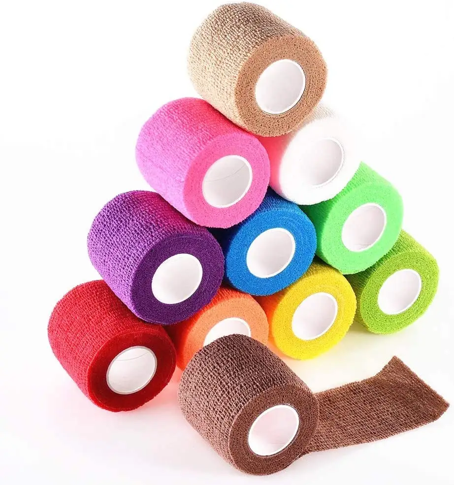 Anthrive Factory Direct 5cm coloré Non-tissé auto-adhésif pet Wrap facile à déchirer Sport Bandage élastique auto-adhésif coaxial