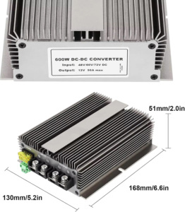 Convertisseur étanche haute puissance 600W 48V 60V 72V 12V 50A à sortie unique pour moteur, voiture, camion, climatiseur domestique 93% HJ12V600W-TB - Product Image 4