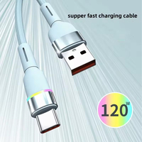120W Nylon Tressé LED Lumière Super Rapide Charge Micro USB & Type C 1m Téléphone Mobile Câble de Données Coloré pour Téléphones Portables