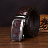 Ceinture de gaufrage à motif de crocodile axée sur les affaires pour hommes Ceintures de costume à boucle automatique en cuir de vachette