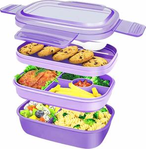 1900ml Eco-friendly Modern Bento <b>Box</b> 3-Tier <b>Stackable</b> for Adults/Kids Cutlery Set Leakproof Portable for Going Picnic School - Product Image 6