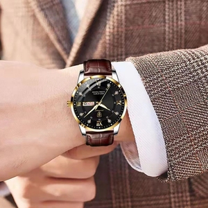 POEDAGAR 836 Montres <span class=keywords><strong>à</strong></span> quartz pour hommes en cuir marron étanche, lumineuse, décontractée, de luxe, montre-bracelet Offre Spéciale hommes - Product Image 6