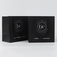Sac d'Emballage en Papier Kraft Personnalisé de Luxe, Noir Mat, avec Logo Imprimé, pour Cosmétiques et Cadeaux - Vente en Gros