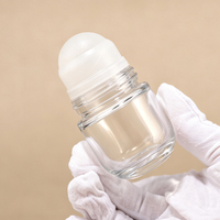 Bouteilles en verre pour cosmétiques de grande taille avec logo personnalisé, couleur personnalisée, 50 ml, avec bouchons à vis noirs, bille roulante en plastique