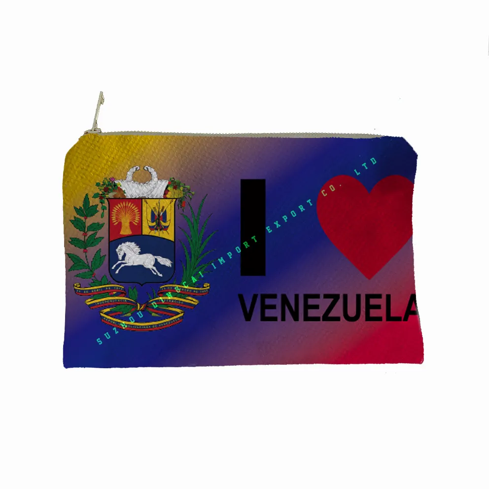 10x6 inches Venezuela Country Flag Sublimation Printing Cosmetic Bag Purse Wallet Makeup Pouch Bags