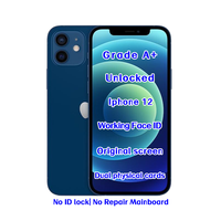 Vente en gros de téléphones d'occasion débloqués pour iPhone 12 6,1 pouces 64 Go bleu, puce A14 Bionic, 5G, Face ID, prix d'usine, fournisseur, stock en vrac