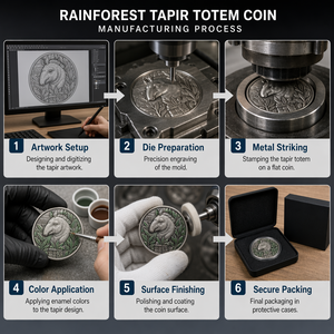 Moneda Conmemorativa 3D Personalizada con Relieve, Moneda de Desafío con Tótem de Animales de la Selva Tropical, Regalo de Recuerdo, Venta al por Mayor de Fábrica, OEM, ODM, <span class=keywords><strong>Tapir</strong></span> - Product Image 5