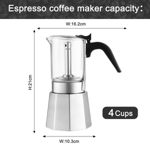 Caffettiera Moka Italiana Moderna in Acciaio Inox e Vetro Borosilicato con Manico in Nylon - Product Image 2