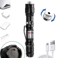 Pointeur laser tactique puissant haute puissance avec ligne laser verte, rechargeable, corps noir, lampe torche