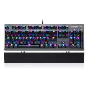 Motospeed CK108 游戏机械键盘 RGB 背光 LED 防重影蓝色/黑色开关有线键盘适用于电脑 PC 玩家