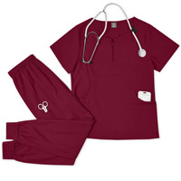 Ensembles de blouses professionnelles unies à fermeture éclair, en tissu Dobby acrylique, unisexe, pour hôpitaux, toilettage d'animaux et salons de beauté – Vente Flash