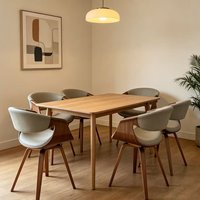 Chaise de salle à manger minimaliste italienne en bois massif avec accoudoirs en cuir PU, dossier pivotant, pour usage hôtelier, démontable