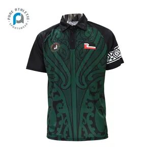 Pure Fabrikant Quick Dry Polyester Voor Vrouwen En Mannen Maori Polynesië Training Sport Rugby Tag Sublimatie Custom Polo