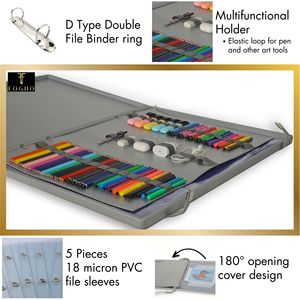 A2 Leather Binder <b>Portfolio</b> Gift for Painters and Artists Leather Padfolio <b>Folder</b> with Art Supplies Bag - Product Image 4
