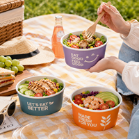 Couvercle de bol à salade en carton biodégradable et compostable, enduit aqueux, pour la vente en gros aux déli-comptoirs végétaliens et aux cuisines gourmet