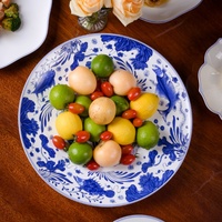 Assiettes à fleurs Vaisselle en porcelaine Plats en porcelaine Ensemble d'articles de salle à manger Marché de la vaisselle à Guangzhou Plats de service pour la restauration