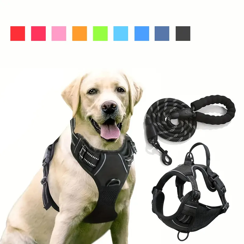 Sangles réfléchissantes personnalisées à dégagement rapide en plastique de luxe Sangles en nylon arnes para perros Collier de gilet pour chien Laisses pour animaux de compagnie Harnais en plomb