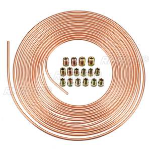 Tuyau en spirale de 7,62 m (25 pieds) en cuivre nickelé de 3/16 po de diamètre extérieur pour freinage, anti-rouille, avec 16 écrous de raccordement - Product Image 2