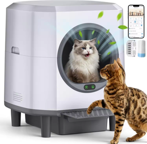 Litière automatique mains libres <span class=keywords><strong>pour</strong></span> <span class=keywords><strong>chats</strong></span>, avec capteur intelligent, moteur silencieux, grand espace 90L, autonettoyante <span class=keywords><strong>pour</strong></span> plusieurs <span class=keywords><strong>chats</strong></span> - Product Image 1