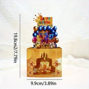 Biglietto d'Auguri Tridimensionale Dorato per Compleanno, Carta Pop-up 3D per Feste, Biglietto Stampato a Colori dai Produttori Originali - Product Image 3