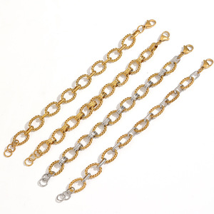Bracelet à maillons torsadés de style européen américain, plaqué or 18 carats, acier inoxydable, bijoux unisexe, design d'anneau elliptique - Product Image 3