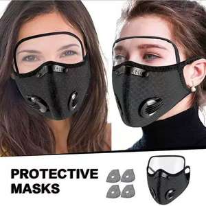 Masker Wajah Neoprene uniseks, dapat digunakan kembali hitam dicuci anti-debu katup pernapasan <span class=keywords><strong>Filter</strong></span> udara untuk kegiatan luar ruangan bersepeda penggunaan pantai - Product Image 4