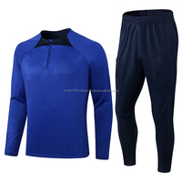 Vêtements d'entraînement de football unisexes personnalisables avec logo imprimé, col ras du cou à demi-zip, extensibles dans 4 directions, 100% polyester, anti-UV, séchage rapide